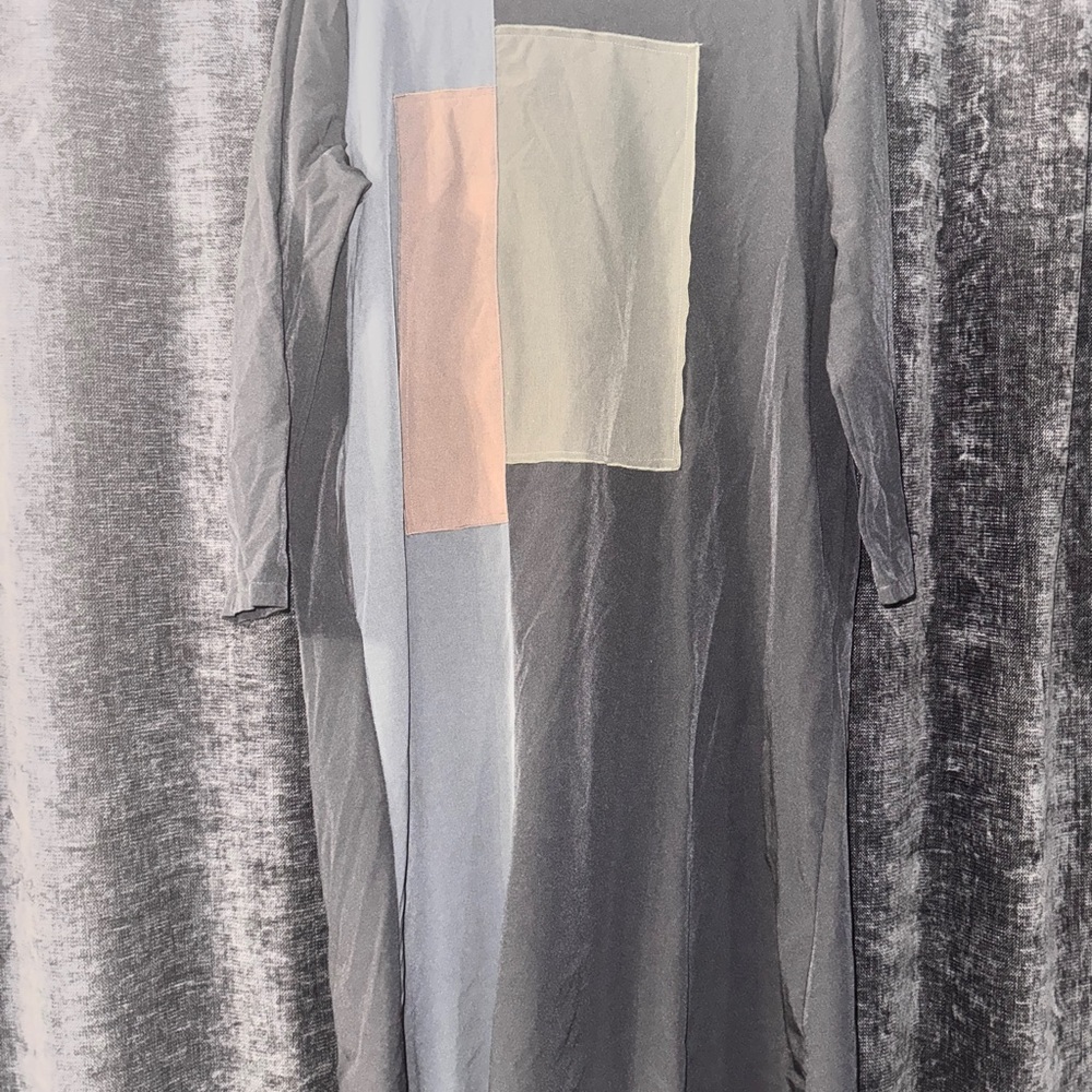 Elegant Gray Color Block Dress